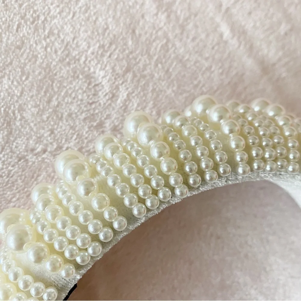 NWOT Pearl Padded Headband White Cream Classic Handmade Wedding Spring